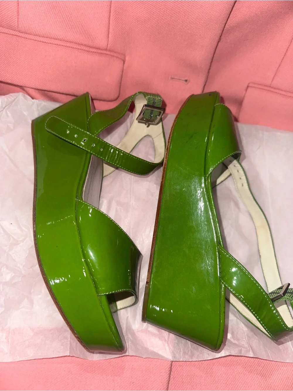 kate spade Green Patent Open-Toe Slingback Sandals